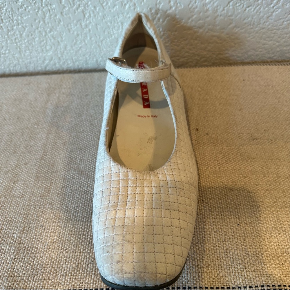 Prada Sport White Leather Mary Jane Left Shoe - Picture 2 of 14